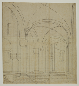 216799 Interieur van de Mariakerk te Utrecht: de zuidelijke zijbeuk uit het westen.